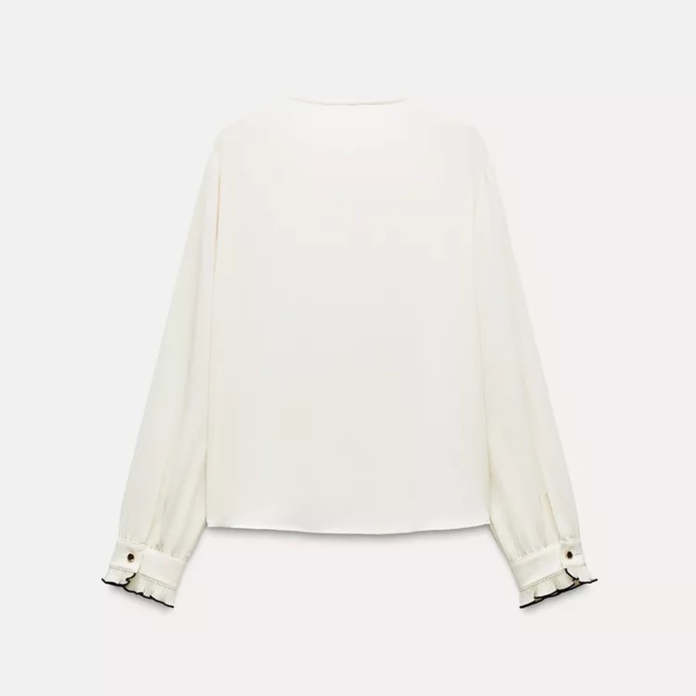Zara Cream Blouse with Black Trim - Picture 4 of 4